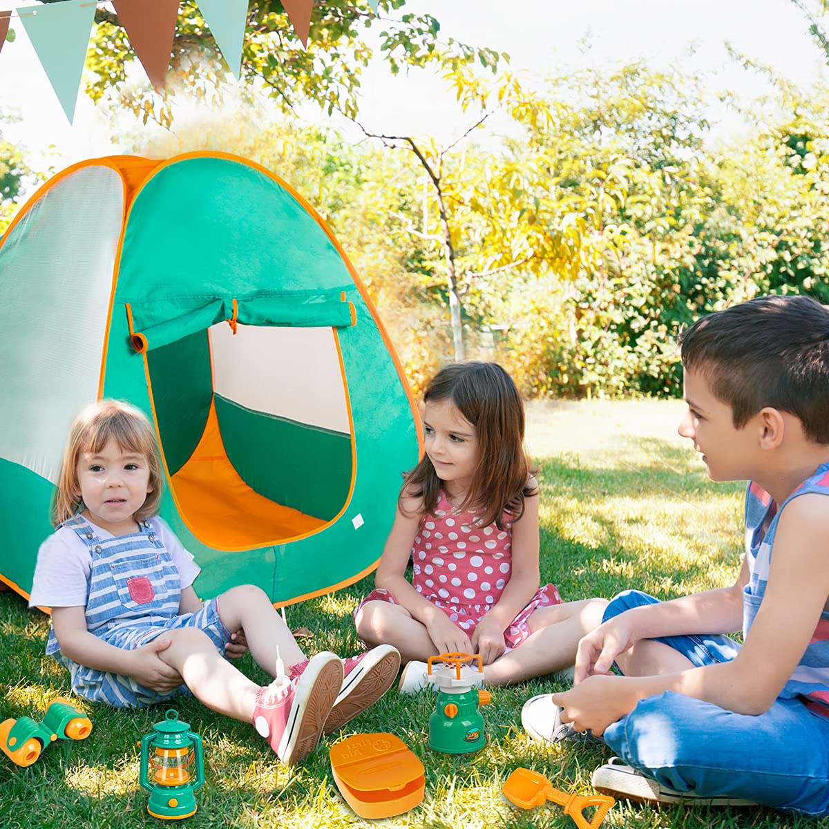 Meland Kids Camping Set with Tent 24pcs - Camping Gear Tool Pretend Play Set for Toddlers Kids Boys Girls Outdoor Toy Birthday Gift