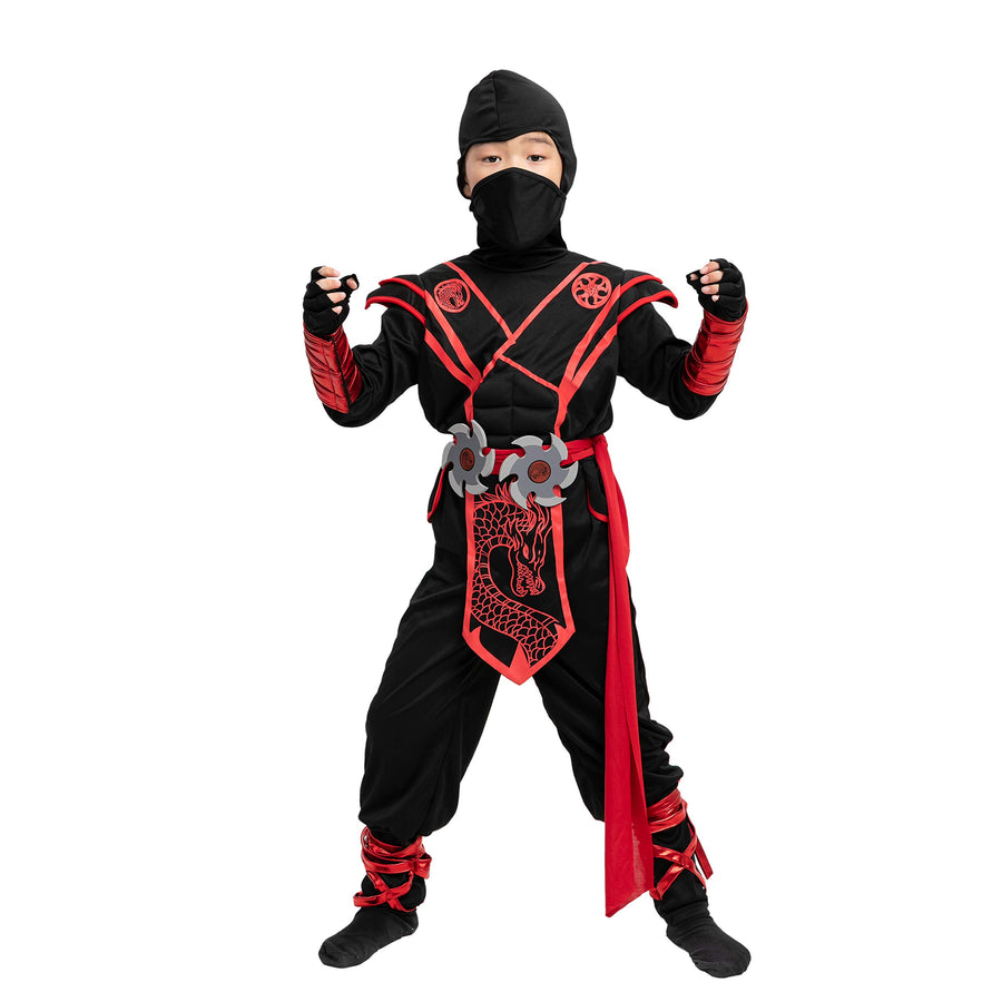 Ninja Dragon Red Costume Outfit Set for kids Halloween Dress Up Party