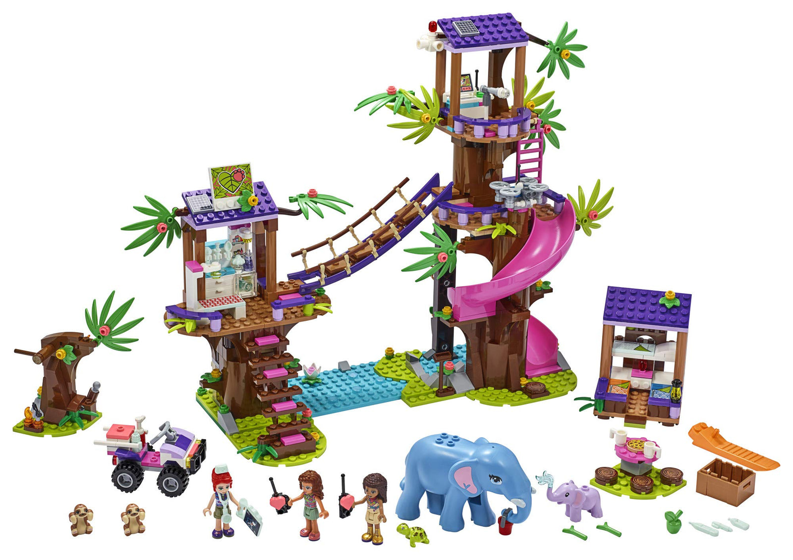 LEGO Friends Jungle Rescue Base 41424 Building Toy for Kids, Animal Rescue Kit That Includes a Jungle Tree House and 2 Elephant Figures for Adventure Fun (648 Pieces)