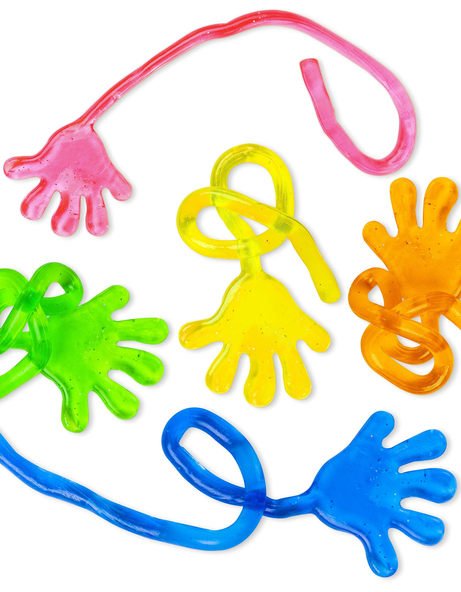 Super Z Outlet Vinyl Glitter Mini Sticky Hands Toys for Children Party Favors, Birthdays - 1 1/4" (72 Count)