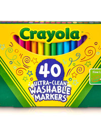 Crayola Ultra Clean Washable Markers, Fine Line Marker Set, Gift for Kids, 40 Count
