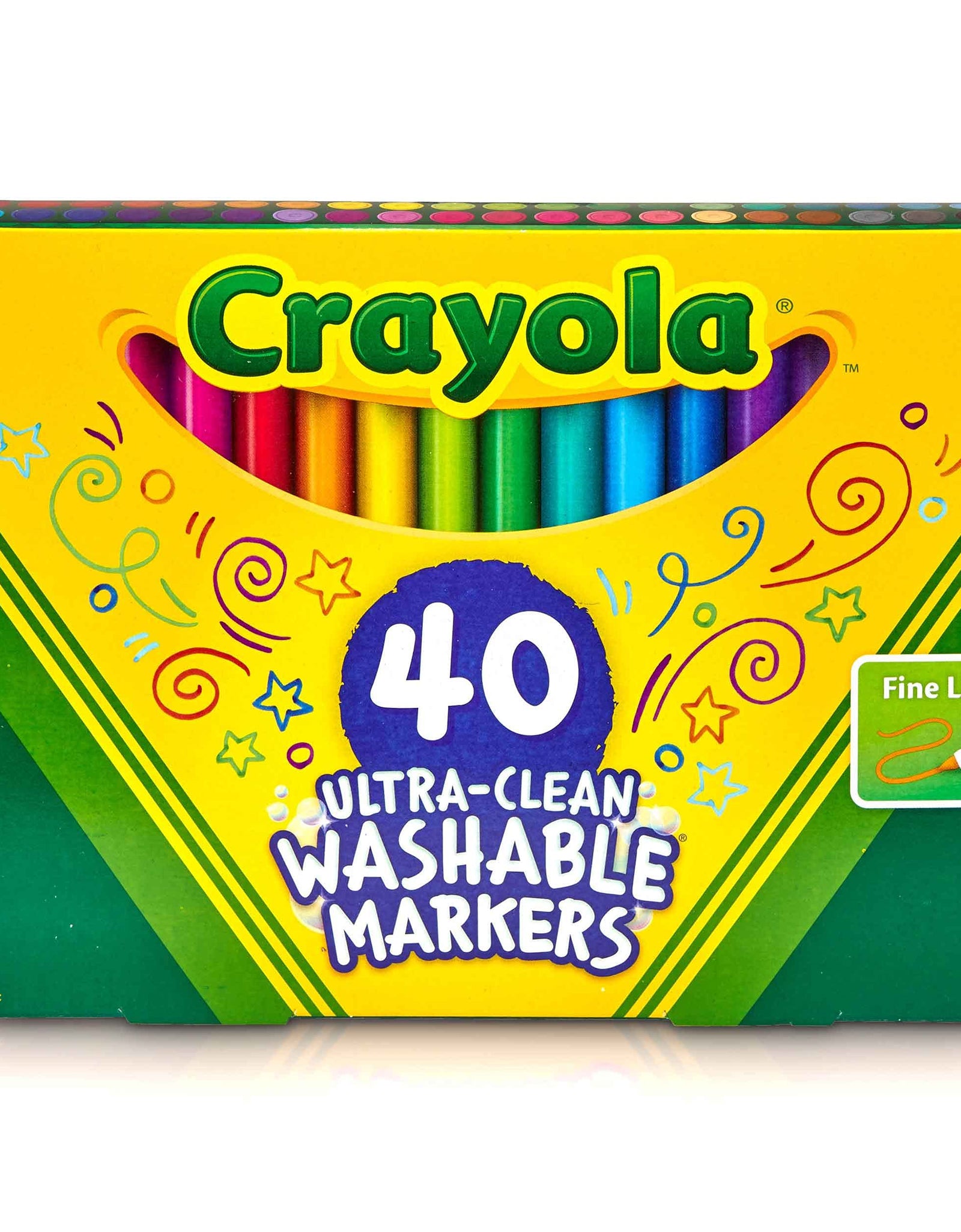 Crayola Ultra Clean Washable Markers, Fine Line Marker Set, Gift for Kids, 40 Count