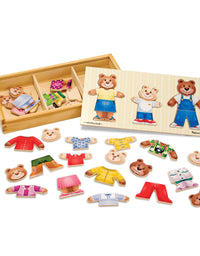Melissa & Doug Mix 'n Match Wooden Bear Family Dress-Up Puzzle With Storage Case (45 pcs)
