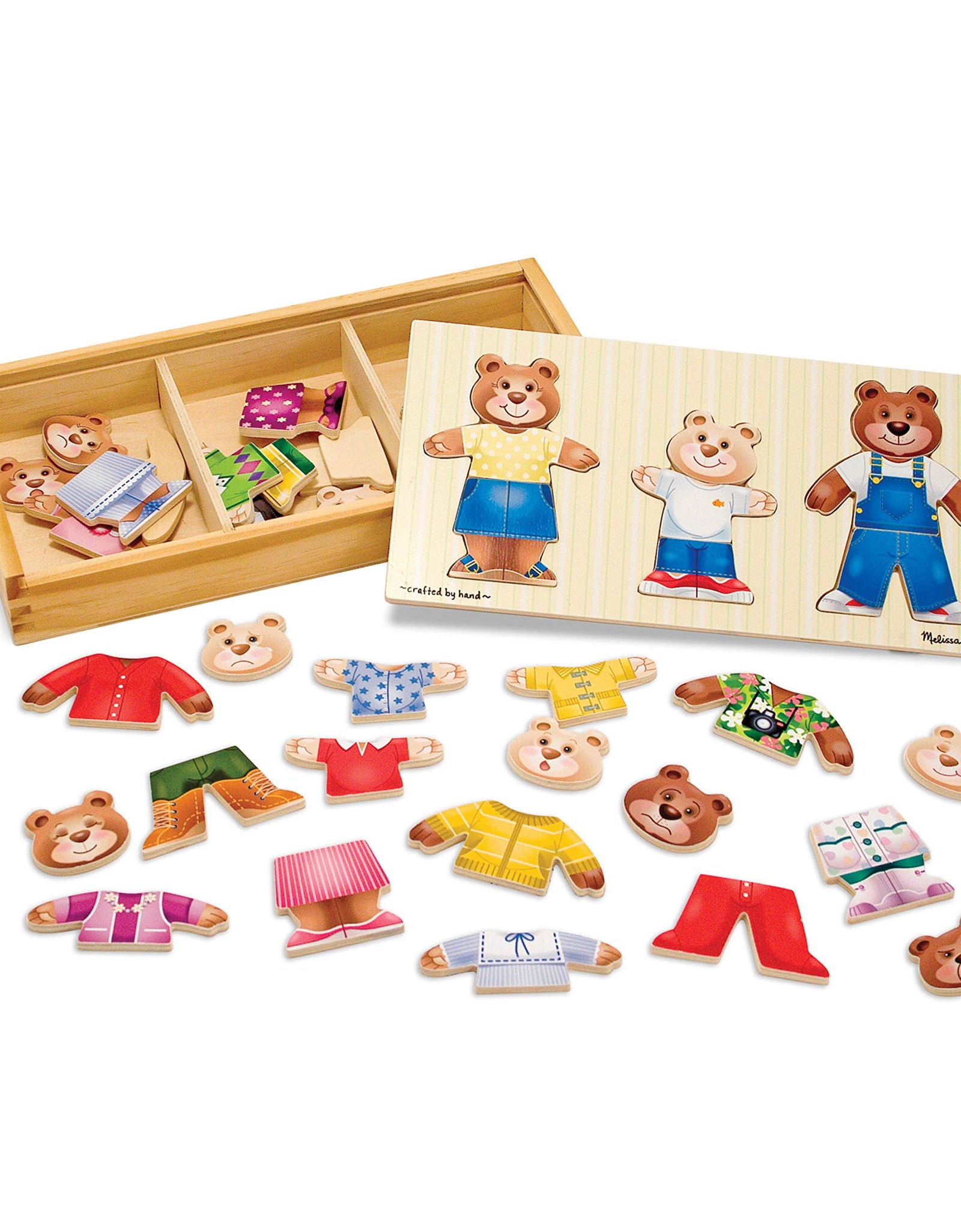 Melissa & Doug Mix 'n Match Wooden Bear Family Dress-Up Puzzle With Storage Case (45 pcs)