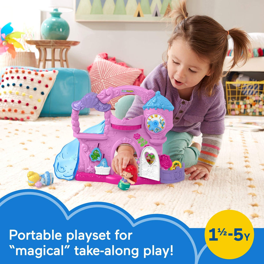 Fisher-Price Little People – Disney Princess Play & Go Castle, portable playset with character figures for toddlers and preschool kids