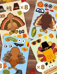 Make-A-Turkey Stickers Thanksgiving Party Favors Supplies 368pcs-DIY Stickers for Kids Turkey Games Crafts Stickers Autumn Fall Harvest Halloween Thanksgiving Decorations 32 Sheets
