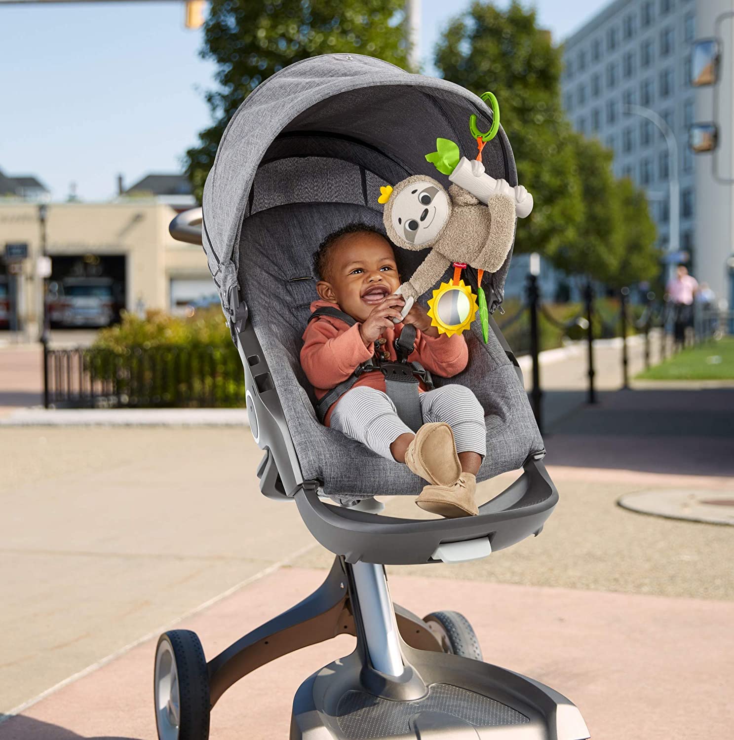 Fisher-Price Slow Much Fun Stroller Sloth 0+ kids , Brown/Yellow/Green