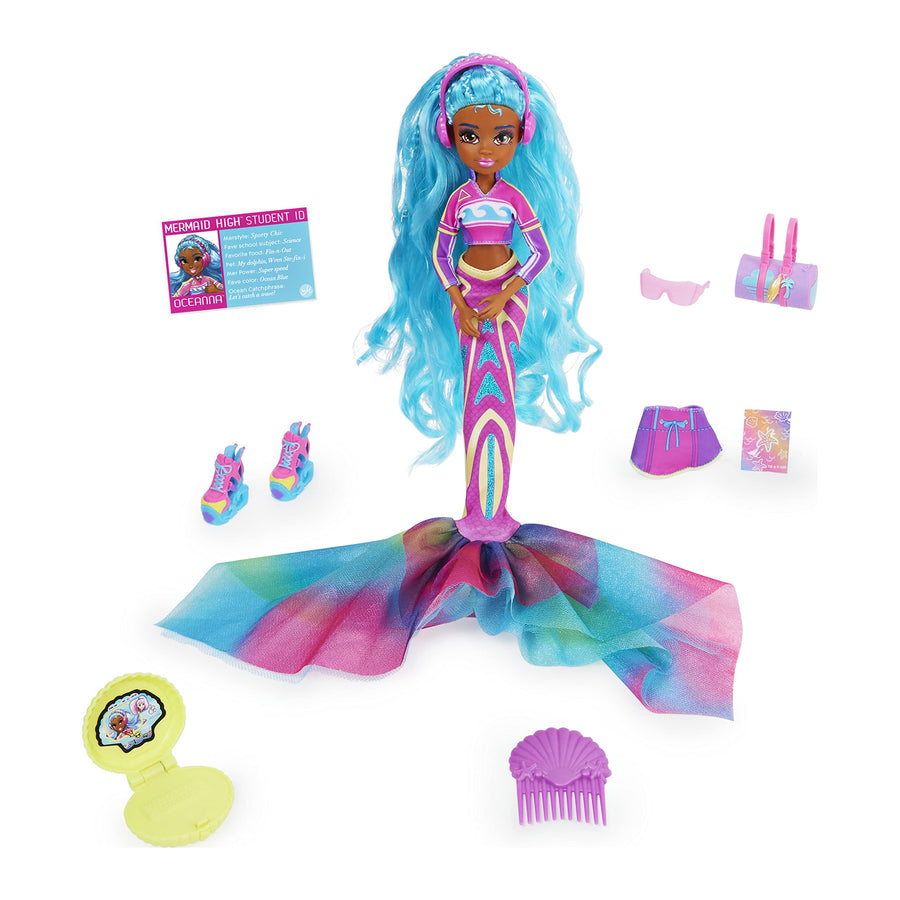Mermaid High, Oceanna Deluxe Mermaid Doll & Accessories with Removable Tail, Doll Clothes and 4 Fashion Accessories, Kids Toys for Girls Ages 4 and up