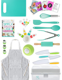 Tovla Jr. Kids Cooking and Baking Gift Set with Storage Case - Complete Cooking Supplies for the Junior Chef - Kids Baking Set for Girls & Boys - Real Accessories & Utensils for the Curious Child

