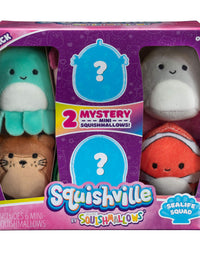 Squishville by Squishmallow Mini Plush Sealife Squad, Six 2” Soft Mini-Squishmallow Sea Animals, Irresistebly Soft Colorful Plush, Mini Shark, Otter, and Seahorse Squishmallows
