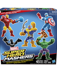Marvel Hasbro Super Hero Mashers Battle Mash Collection Pack, Includes Iron Man, Black Panther, Thanos, Hulk, and Captain America 6-inch Figures (Amazon Exclusive)
