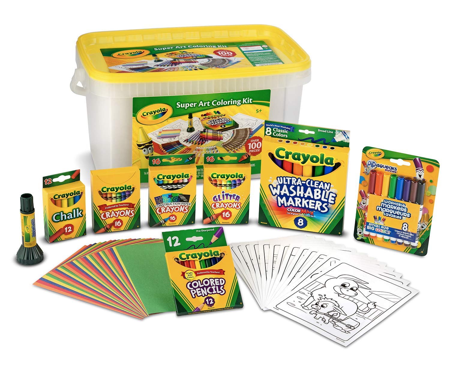 Crayola Super Art Coloring Kit, Craft Supplies for Kids, Tub Colors Vary, 100+ Pcs, Gift for Kids