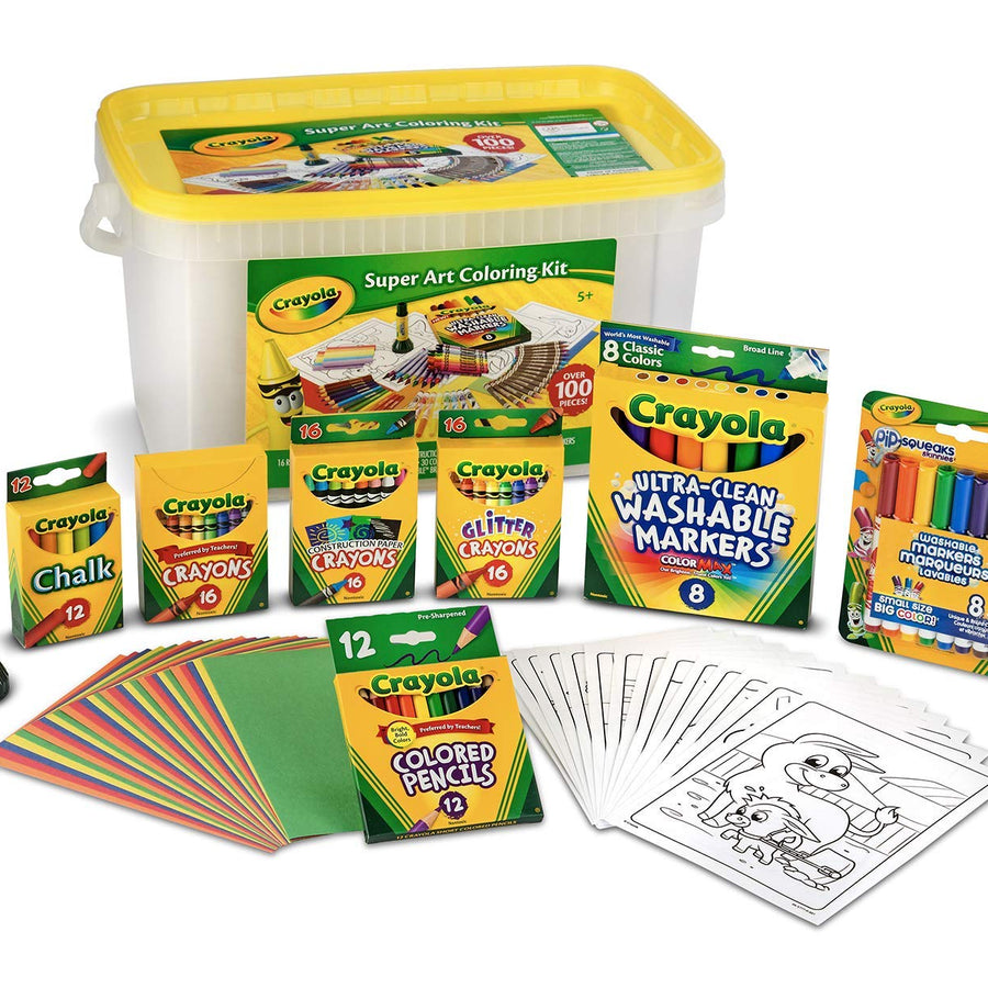 Crayola Super Art Coloring Kit, Craft Supplies for Kids, Tub Colors Vary, 100+ Pcs, Gift for Kids