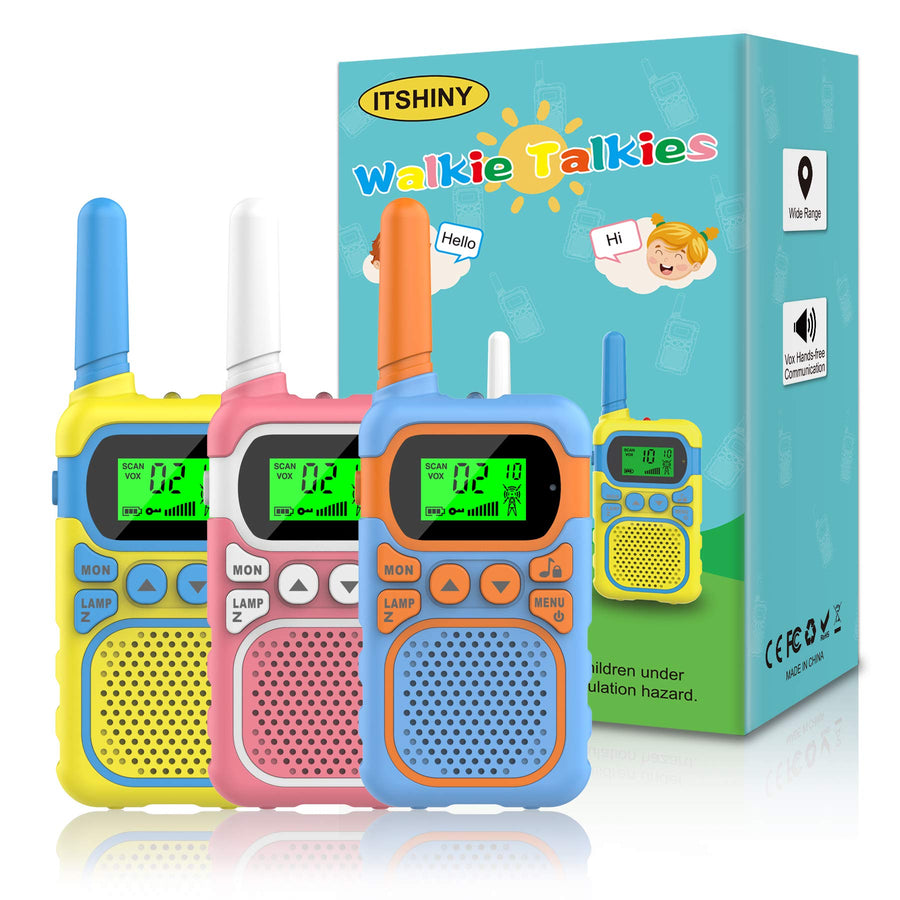 Kids Walkie Talkies with 22 Channels & 3 Mile Range, ITSHINY Walkie Talkies for Kids [3 Pack] with Backlit LCD Flashlight Birthday Toys Gifts