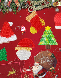 6Pack Christmas Pop Fidget Toys Pack for Kids Girls Boys with 2 Keychain its Push Bubble Sensory Toy Poppers Christmas Stockings Party Gifts Stress Autism Relief for Adults
