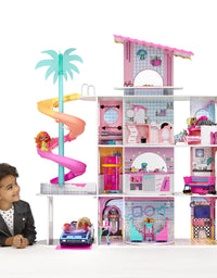 LOL Surprise OMG House of Surprises – New Real Wood Dollhouse with 85+ Surprises, 4 Floors, 10 Rooms, Elevator, Spiral Slide, Pool, Movie Theater Drive Thru, Rooftop- Toy Gift for Girls Ages 4 5 6 7+
