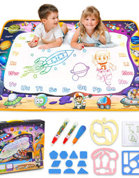 Aqua Magic Mat - Kids Painting Writing Doodle Board Toy - Color Doodle Drawing Mat Bring Magic Pens Educational Toys for Age 2 3 4 5 6 7 8 Year Old Girls Boys Toddler Gift
