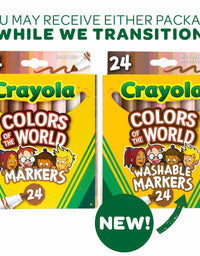 Crayola Colors of The World Markers 24 Count, Washable Skin Tone Markers, 24, Stocking Stuffers, Gift
