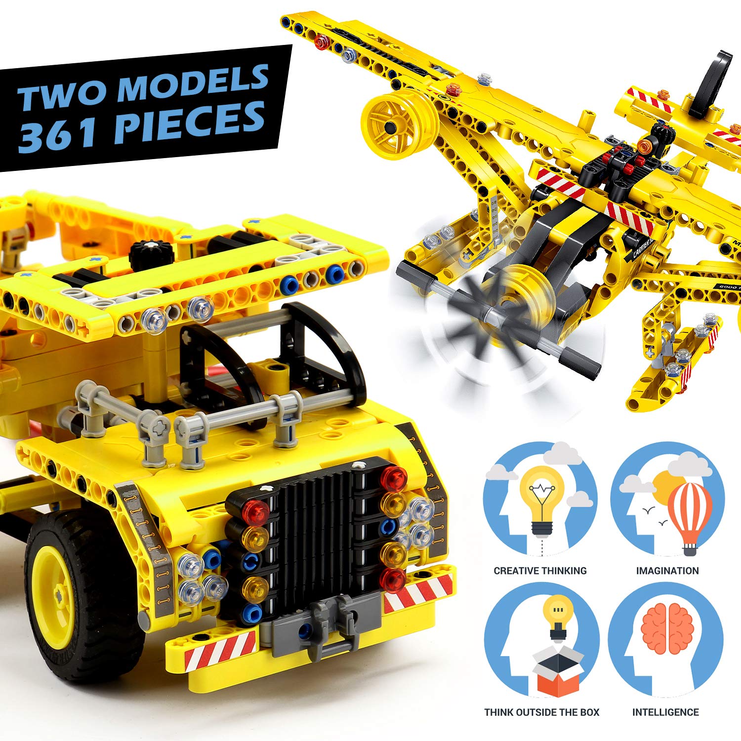 STEM Toys Building Sets for Boys 8-12 - 361 Pcs Construction Engineering Kit Builds Dump Truck or Airplane (2in1) STEM Building Toys Set for Kids - Ages 6 7 8 9 10 11 12 Years Old, Boy Toys Gift