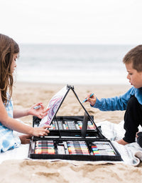 Art 101 Budding Artist 179 Piece Draw Paint and Create Art Set with Pop-Up Double-Sided Easel, Includes markers, crayons, paints, colored pencils, Case includes pop up easel, Portable Art Studio
