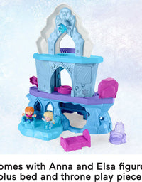 Fisher-Price Little People – Disney Frozen Elsa’s Enchanted Lights Palace musical playset with Anna and Elsa figures for toddlers and preschool kids
