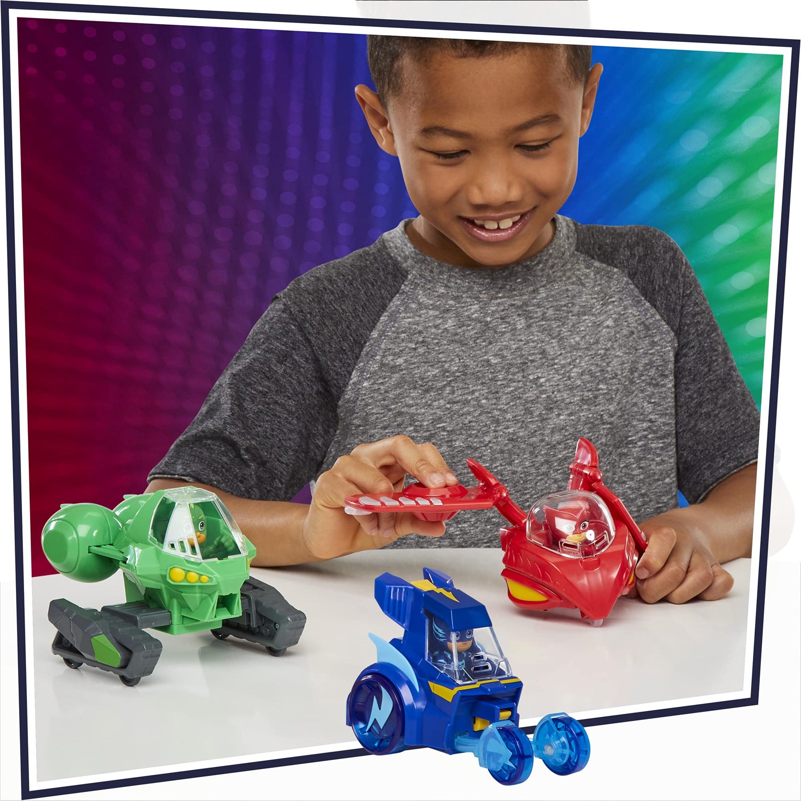 PJ Masks 3-in-1 Combiner Jet Preschool Toy, Toy Set with 3 Connecting Cars and 3 Action Figures for Kids Ages 3 and Up