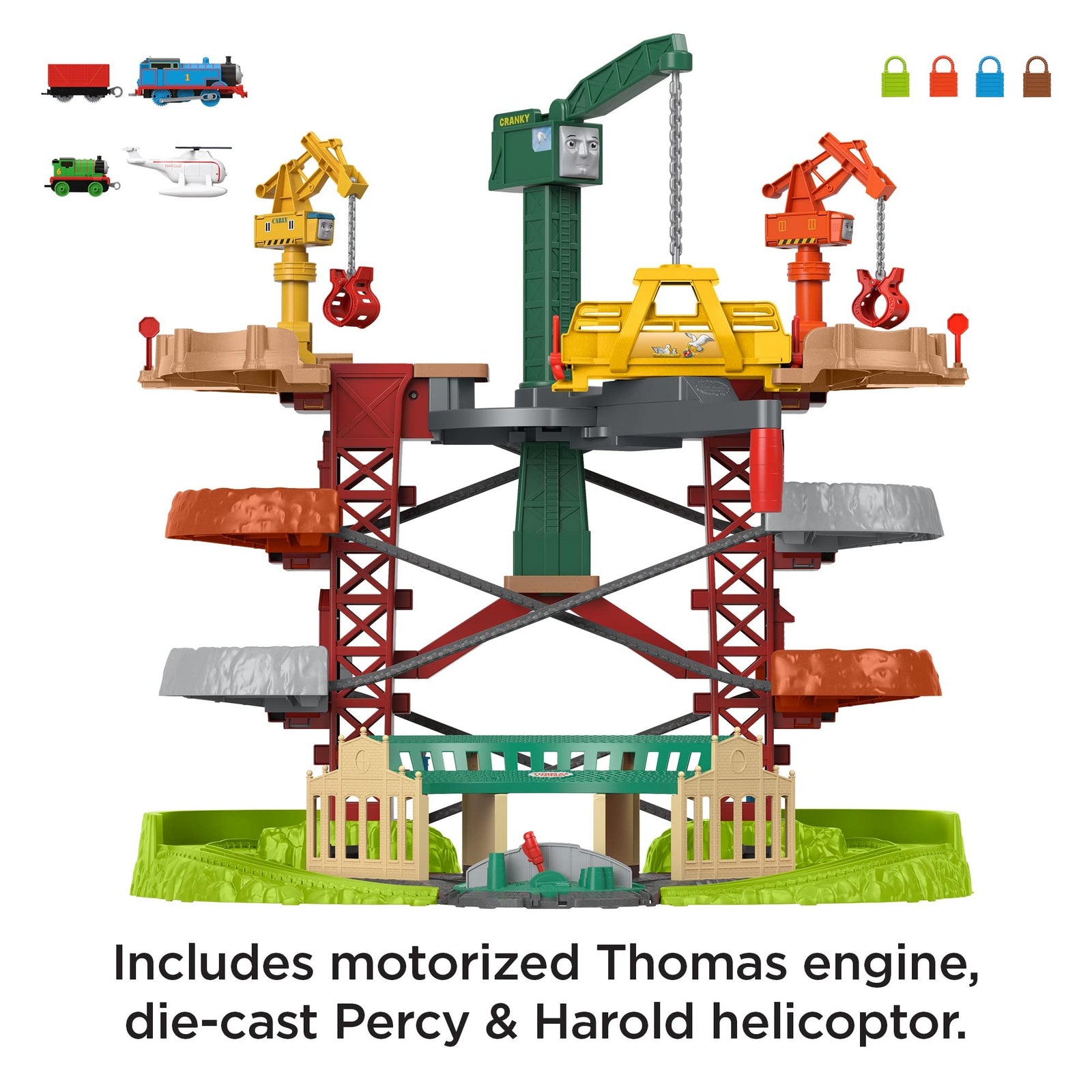 Thomas & Friends Trains & Cranes Super Tower, motorized train and track set for preschool kids ages 3 years and up