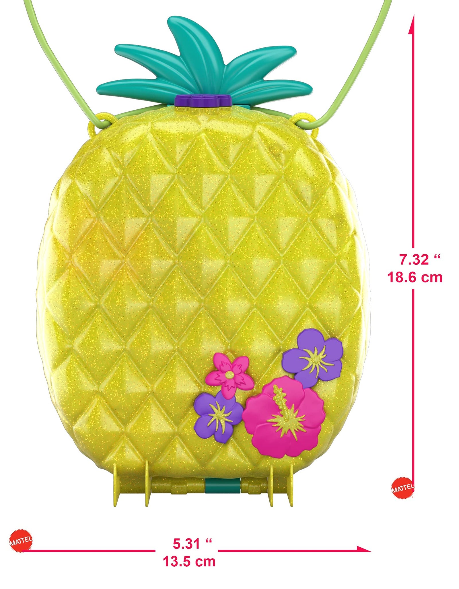Polly Pocket Tropicool Pineapple Wearable Purse Compact with 8 Fun Features, Micro Polly and Lila Dolls, 2 Accessories and Sticker Sheet; for Ages 4 and Up