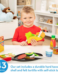 Melissa & Doug Fill & Fold Taco & Tortilla Set, 43 Pieces – Sliceable Wooden Mexican Play Food, Skillet, and More
