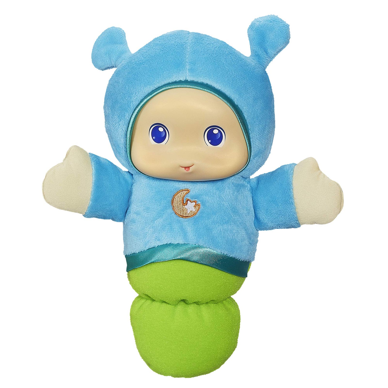 Playskool Lullaby Gloworm Toy with 6 lullaby tunes, Blue (Amazon Exclusive) Blue, Green