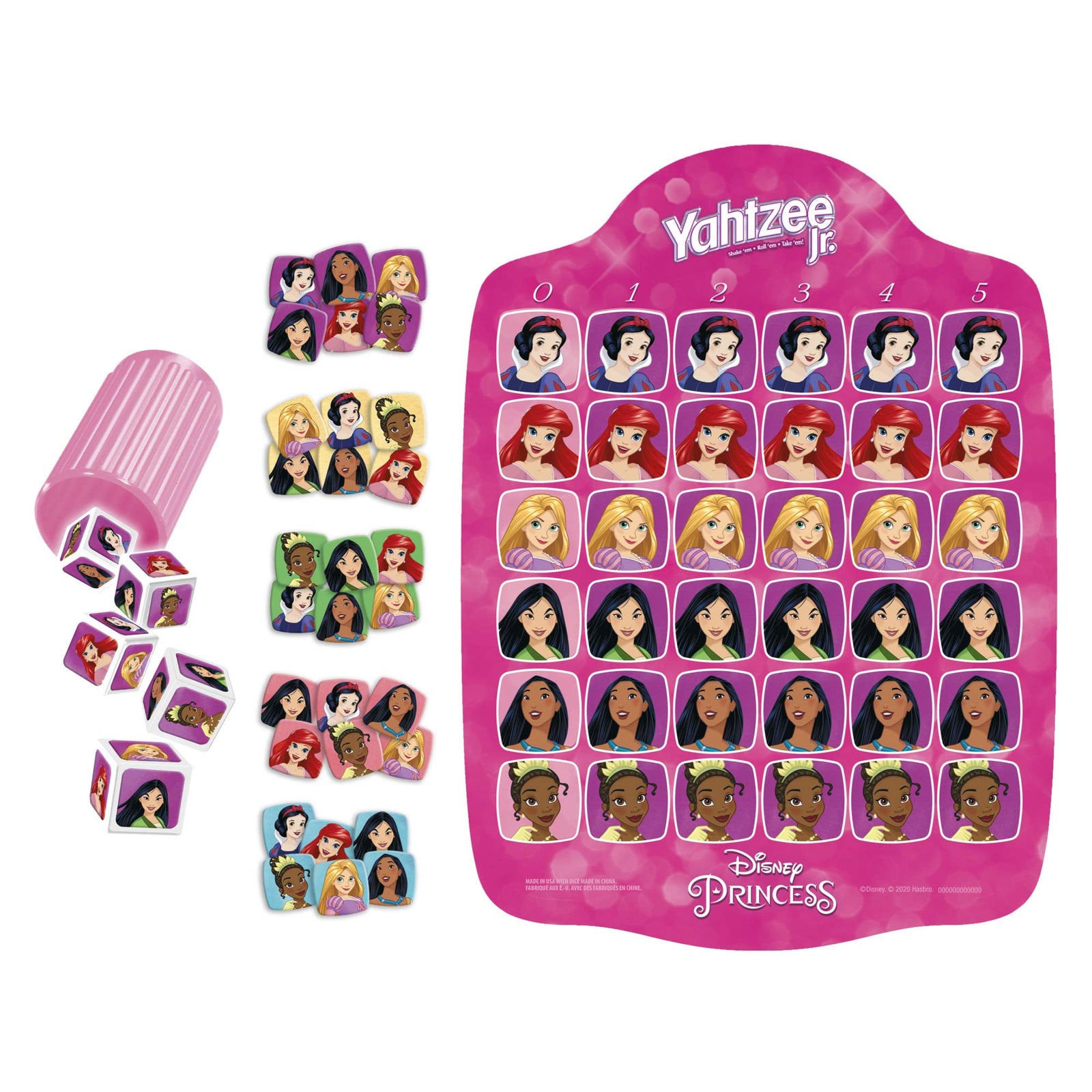 Hasbro Gaming Yahtzee Jr.: Disney Princess Edition Board Game for Kids Ages 4 and Up, for 2-4 Players, Counting and Matching Game for Preschoolers (Amazon Exclusive)