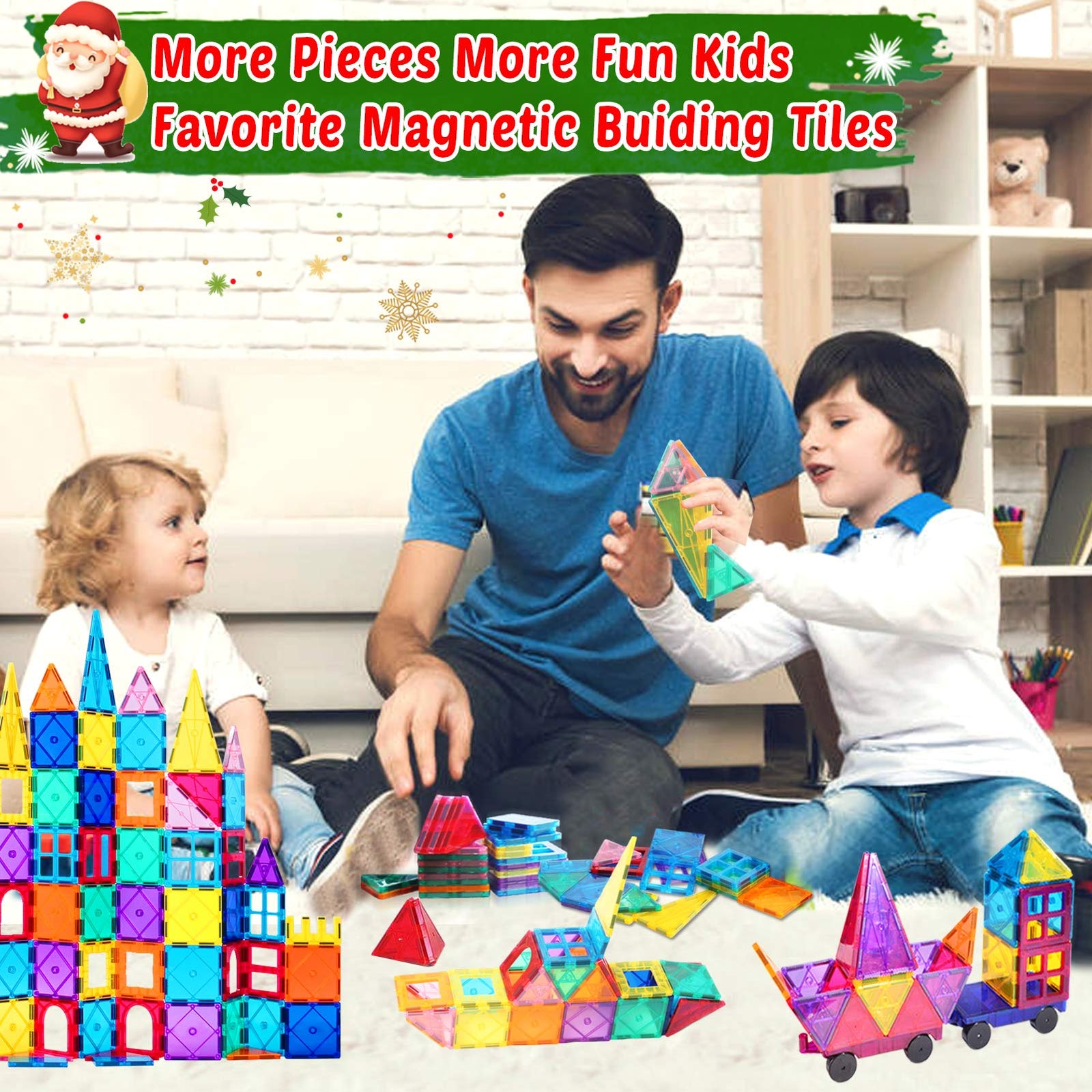 NVHH 100PCS Magnetic Tiles Oversize Magnetic Building Blocks for Kids Ages 4-8, Educational Construction Toys for Toddlers 3-5, Birthday Gifts Toys for 3 4 5 6 7 8+Year Old Boys Girls