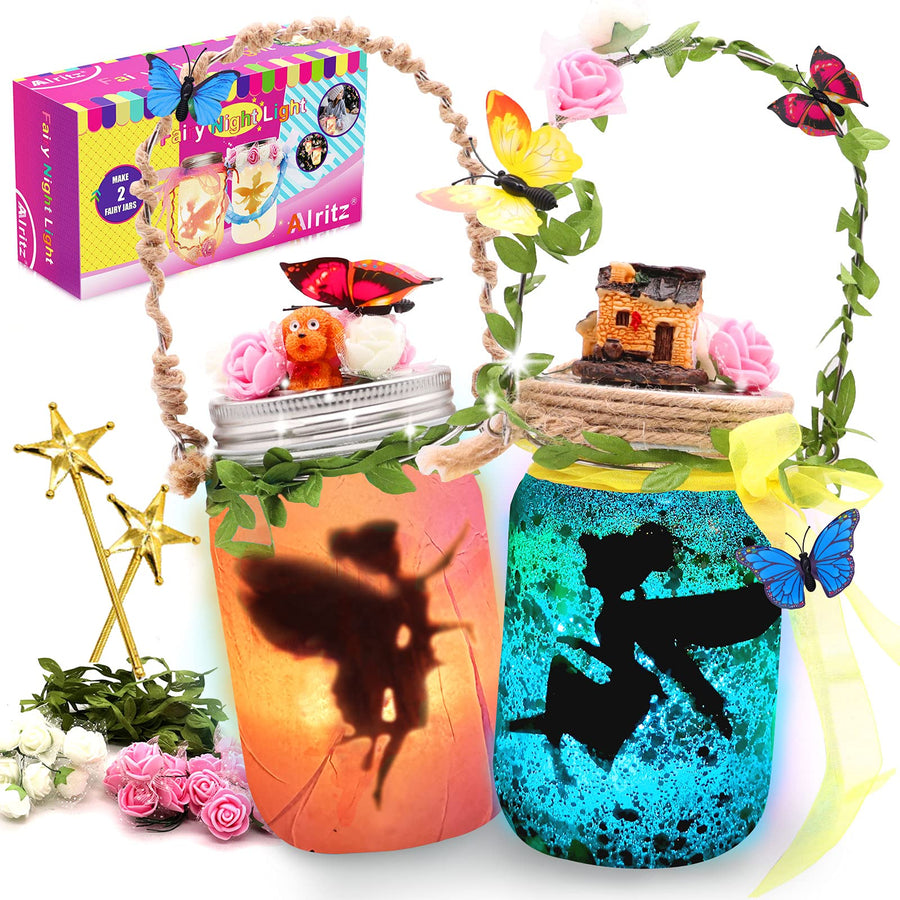 Alritz Fairy Lantern Craft Kit - Gift for Kids Ages 4-12 - Remote Control Mason Jar Night Light - DIY Garden Decor Art Project, Best Creative Activities for Birthday Party and School