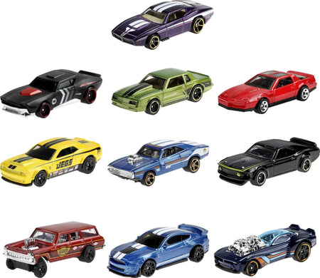 Hot Wheels Muscle Mania 10 Pack Mini Collection, 10 1:64 Scale Muscle Cars Each with Authentic Sculpt, Iconic Casting & Custom Stripe for Collectors & Kids Aged 3 Years Old & Up [Amazon Exclusive]