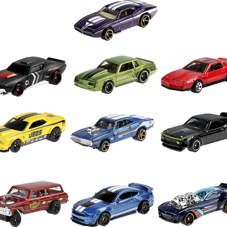 Hot Wheels Muscle Mania 10 Pack Mini Collection, 10 1:64 Scale Muscle Cars Each with Authentic Sculpt, Iconic Casting & Custom Stripe for Collectors & Kids Aged 3 Years Old & Up [Amazon Exclusive]