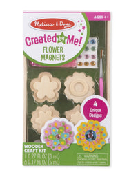 Melissa & Doug Created by Me! Flower Wooden Magnets Craft Kit (4 Designs, 4 Paints, Stickers, Glitter Glue)

