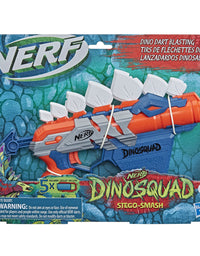 NERF DinoSquad Stegosmash Dart Blaster, 4-Dart Storage, Pull-Back Priming Handle, 5 Official Darts, Dinosaur Design, Stegosaurus Spikes
