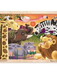 Melissa & Doug African Plains Safari Wooden Jigsaw Puzzle With Storage Tray (24 pcs)
