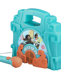 eKids Moana Sing Along Boom box Speaker with Microphone For Fans of Moana Toys, Kids Karaoke Machine with Built in Music and Flashing Lights , Montana
