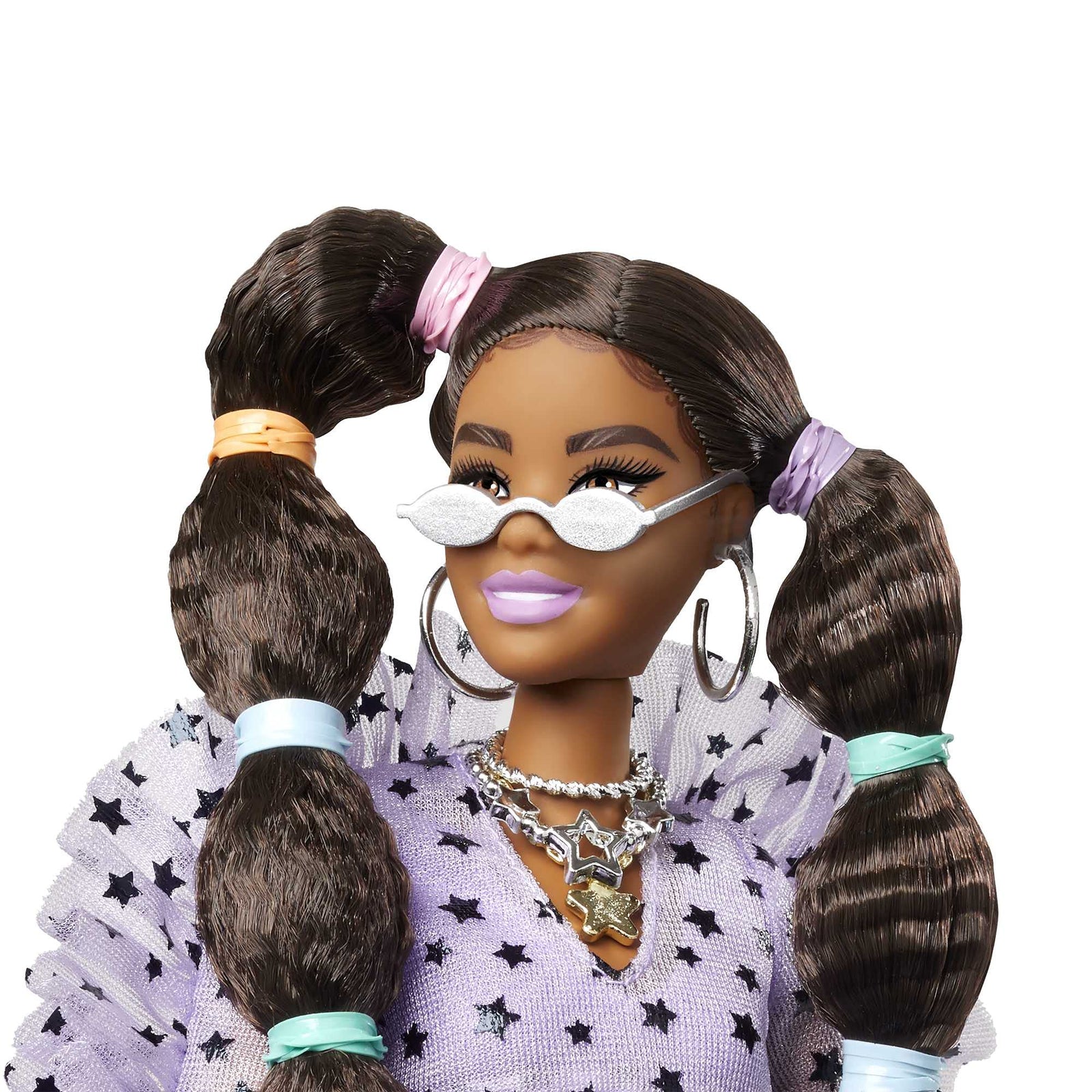 Barbie Extra Doll #7 in Top, Shorts & Furry Shrug with Pet Pomeranian, Long Pigtails with Rainbow Hair Ties, Outfit & Accessories, Multiple Flexible Joints, Gift for Kids 3 Years Old & Up