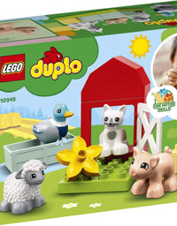 LEGO DUPLO Town Farm Animal Care 10949 Imaginative Build-and-Play Toy for Toddlers; Buildable Farm Playset with 4 Animal Figures – a Duck Toy, Cat Figure, Pig Toy and Sheep Toy, New 2021 (11 Pieces)
