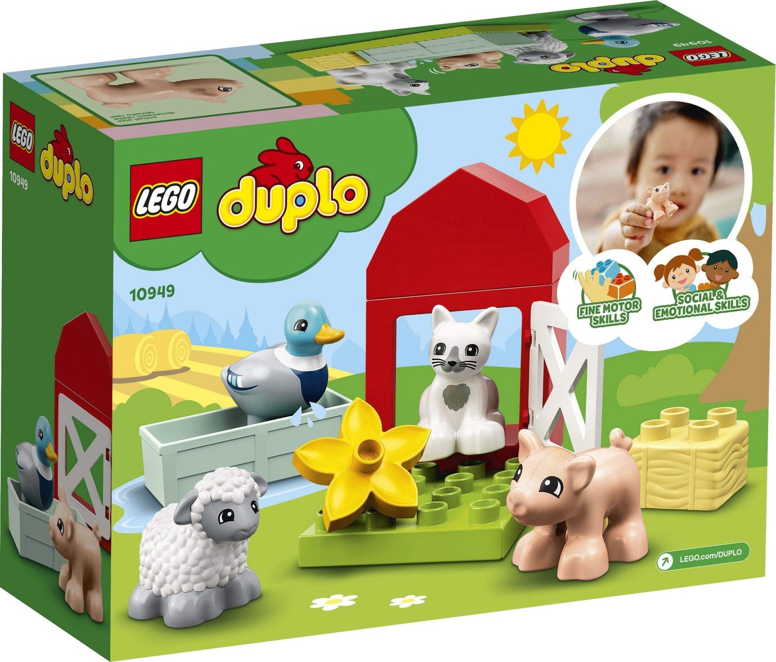 LEGO DUPLO Town Farm Animal Care 10949 Imaginative Build-and-Play Toy for Toddlers; Buildable Farm Playset with 4 Animal Figures – a Duck Toy, Cat Figure, Pig Toy and Sheep Toy, New 2021 (11 Pieces)