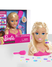 Barbie Fashionistas 8-Inch Styling Head, Blonde, 20 Pieces Include Styling Accessories, Hair Styling for Kids, by Just Play
