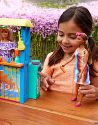 Barbie Loves The Ocean Beach Shack Playset with 18+ Accessories, Made from Recycled Plastics, Gift for 3 to 7 Year Olds
