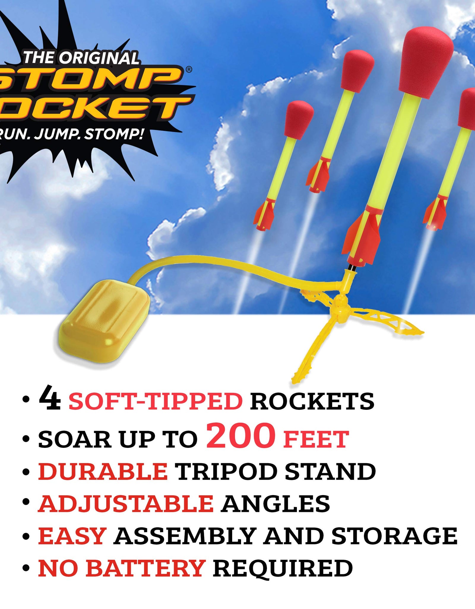 The Original Stomp Rocket Ultra Rocket Launcher, 4 Rockets and Toy Air Rocket Launcher - Outdoor Rocket STEM Gift for Boys and Girls Ages 5 Years and Up - Great for Outdoor Play