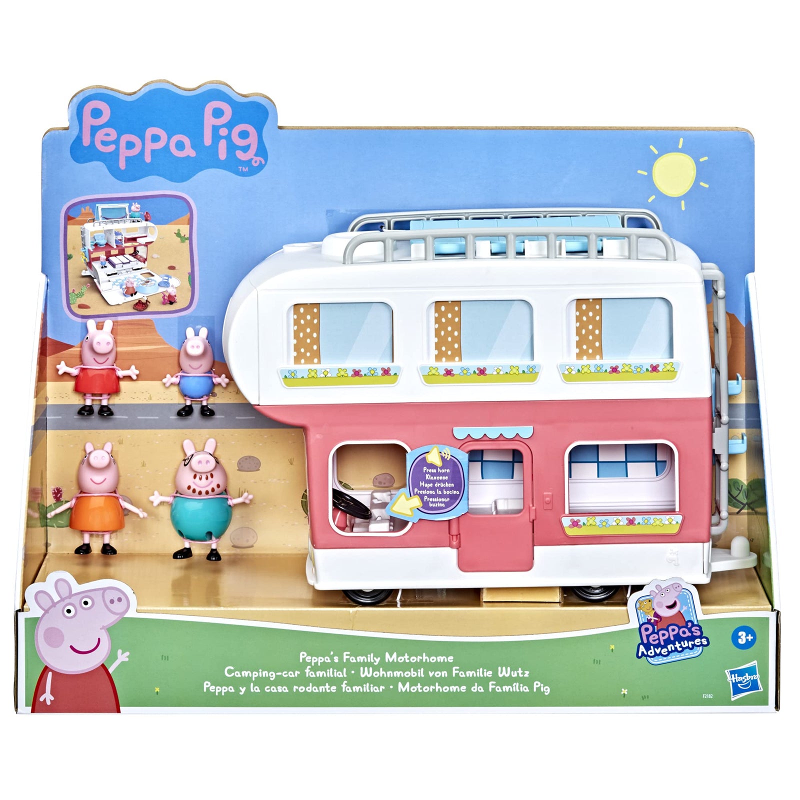 Peppa Pig Peppa’s Adventures Peppa’s Family Motorhome Preschool Toy, Vehicle to RV Playset, Plays Sounds and Music, Ages 3 and up