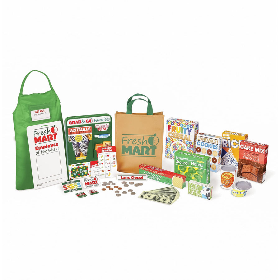 Melissa & Doug Fresh Mart Grocery Store Play Food and Role Play Companion Set (84 pcs)