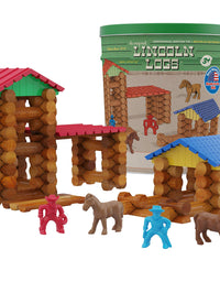 Lincoln Logs Centennial Edition Tin Amazon Exclusive-150+ Pieces-Real Wood-Ages 3+-Best Retro Building Gift Set for Boys/Girls-Creative Construction Engineering-Top Blocks Kit-Preschool Education Toy
