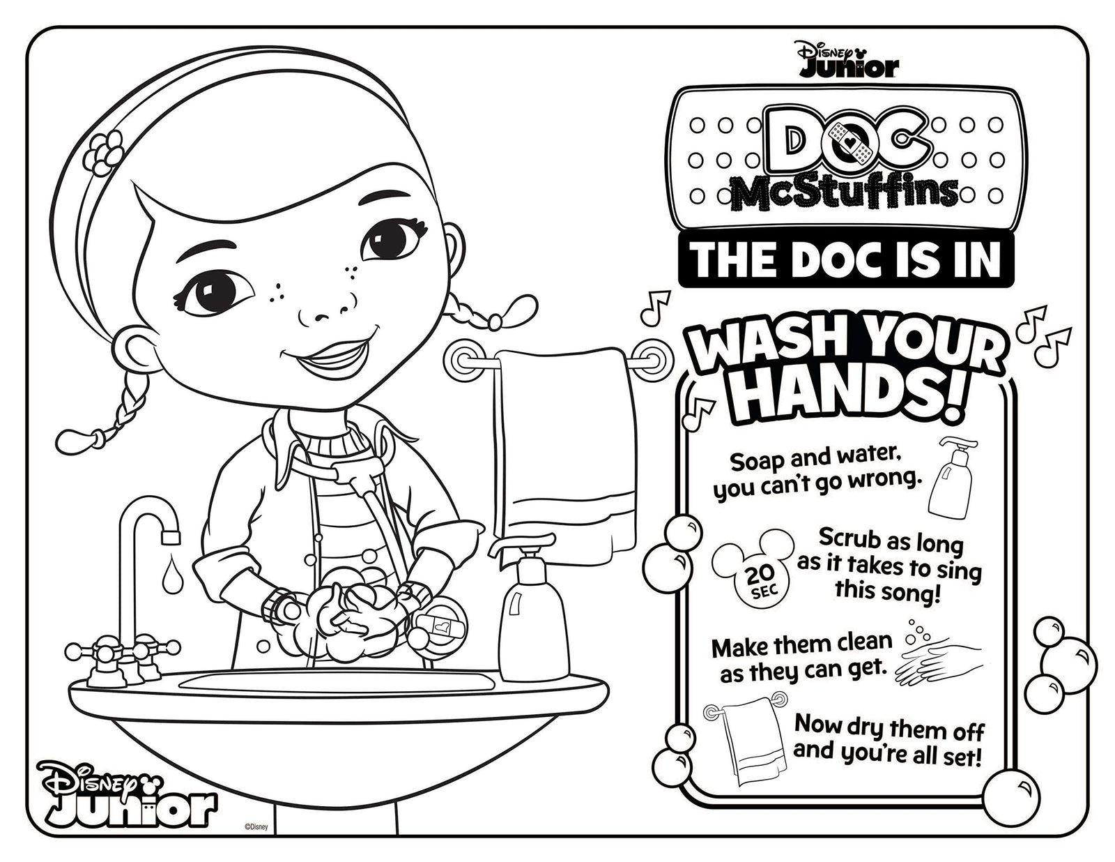 Disney Junior Doc McStuffins Wash Your Hands Singing Doll, With Mask & Accessories, by Just Play