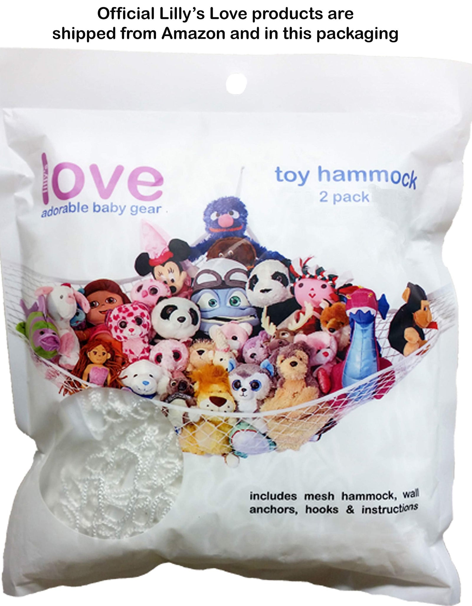 Lilly's Love Stuffed Animal Storage Hammock - Large Pack 2 - "STUFFIE PARTY HAMMOCK"